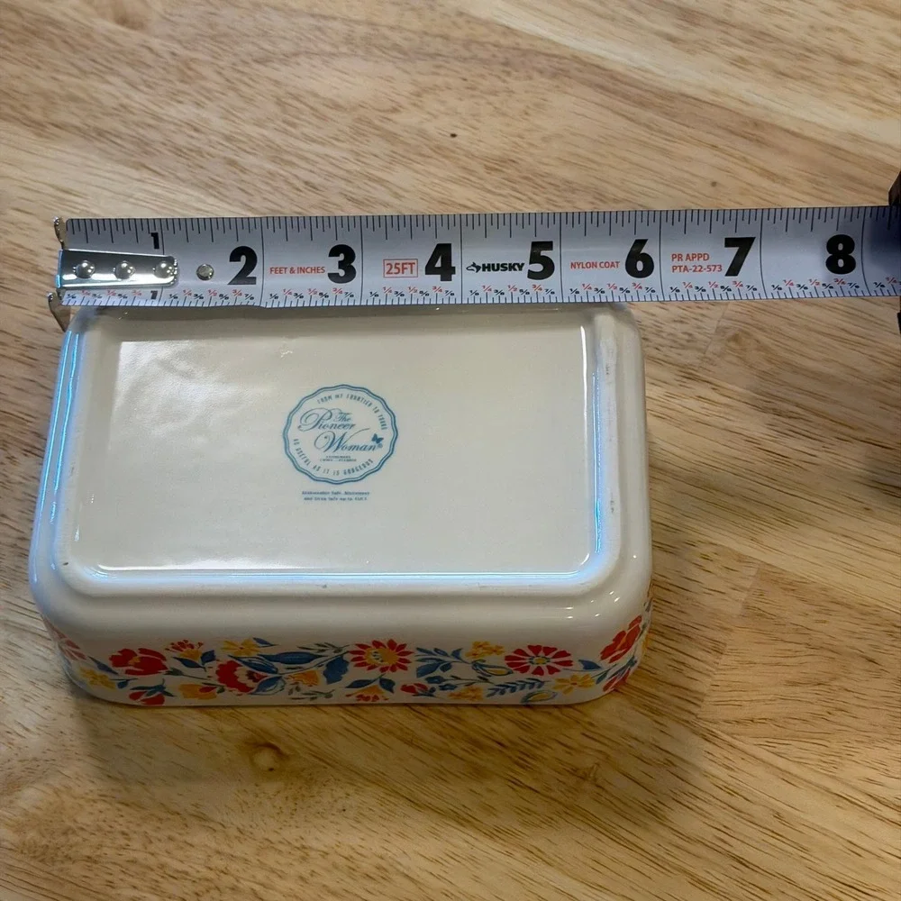 The Pioneer Woman Maize Sweet Rose Stoneware Rectangular and Round 2 Piece